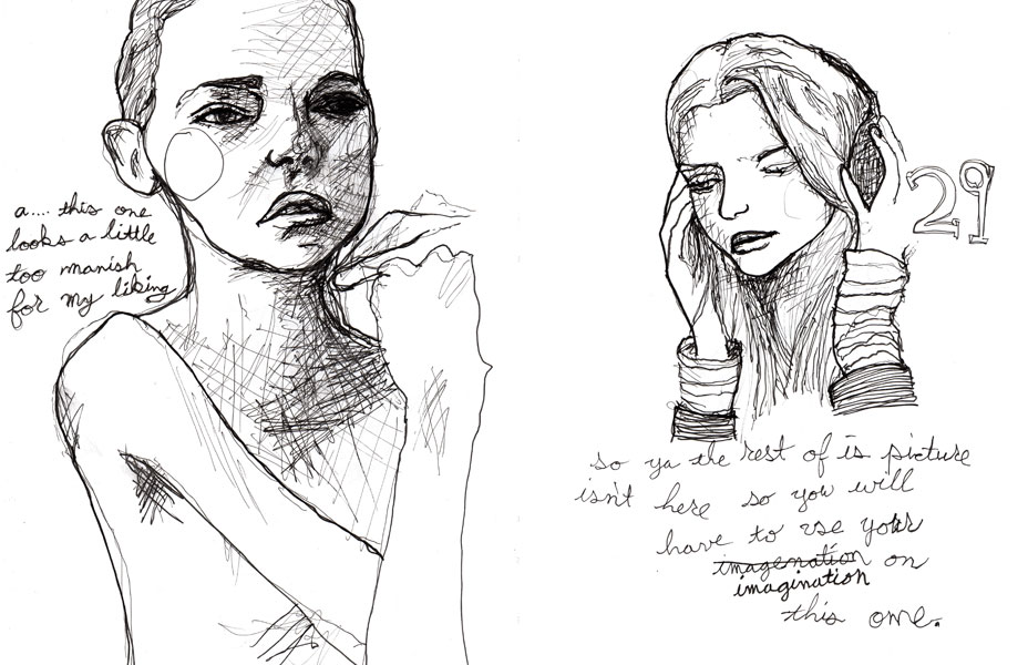 Pages 28 and 29 out of Danny roberts Character sketchbook