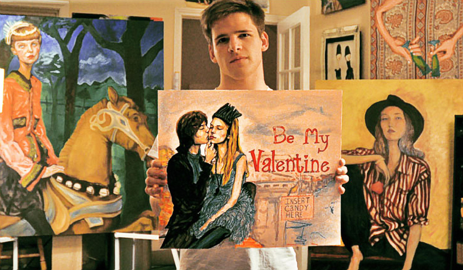 Danny Roberts Holding the Valentine he made for his Bloggers