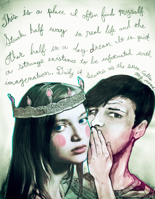 Danny Roberts art collage journal of a self portrait and a queen