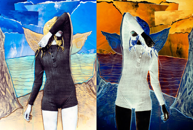 danny roberts collage of a girl playing hide and seek