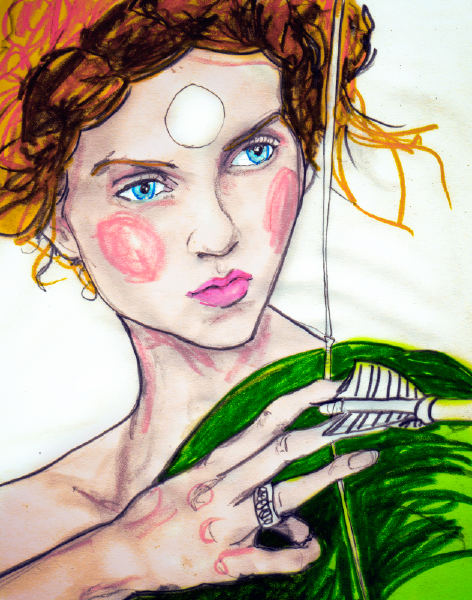 Danny Roberts newest Modelizing Drawing of Lily Cole with a Bow & Arrow