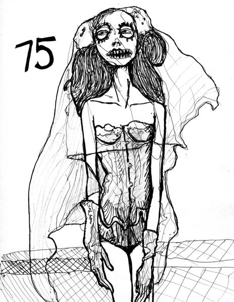 Artist Danny Roberts drawing of Sasha Pivovarova in a Skeleton