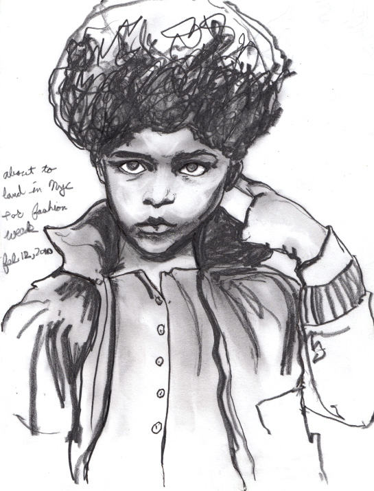 Little boy with a fro sketch by danny roberts Vogue Enfants