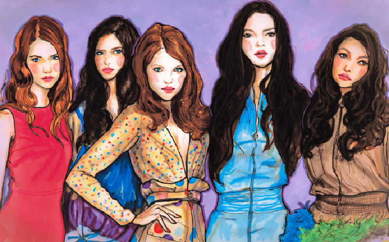 A painting of Fashion Designer Chris Benz Spring 2010 collection by Danny Roberts for Lancome Poster promoting Chris & Tell Lipstick Color