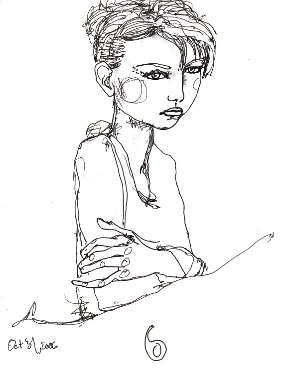 Artist Danny Roberts 6th drawing ever of fashion model gemma ward in volume 1 of his character sketchbook