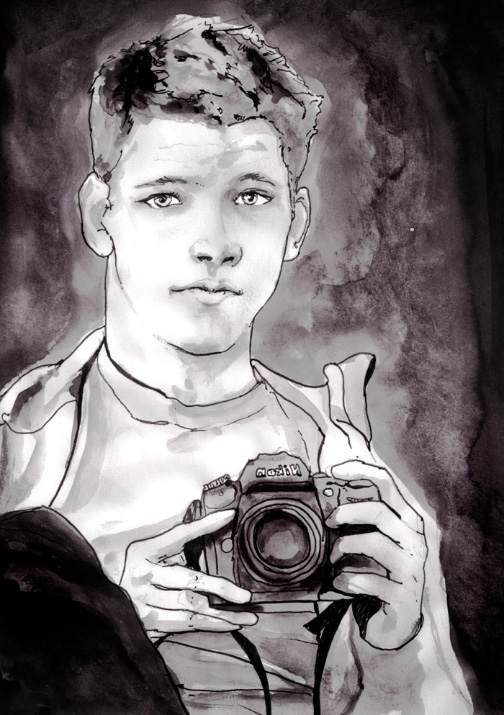 Danny Roberts self portrai Fashion Artist and igor and andre founder danny roberts black and white self portrait