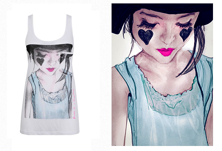 beacause im addicted forever21 Danny Roberts Collaboration Tee for Forever21 the painting is of Because im addicted LA Based style blogger Geri Hirsch