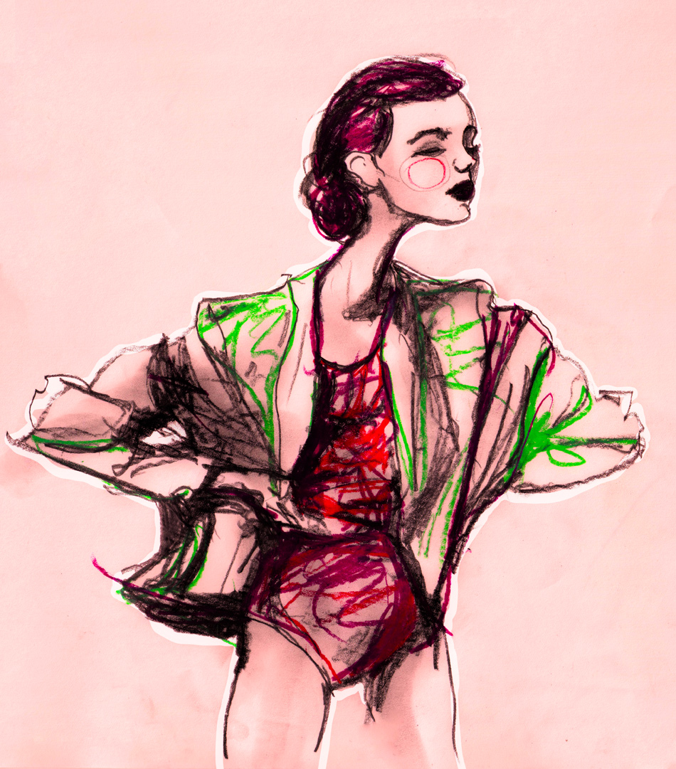 Frida Gesture Sketch Fashion Artist Danny Roberts Gesture Study sketch of Model Frida Gustavsson for Igor and andre