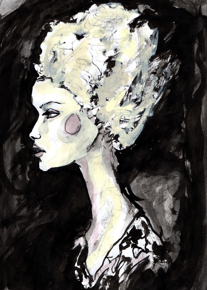 Gemma Ward Ink Sketch 045 Danny Roberts first ink Painting of Gemma Ward out of the artist Character Sketch book