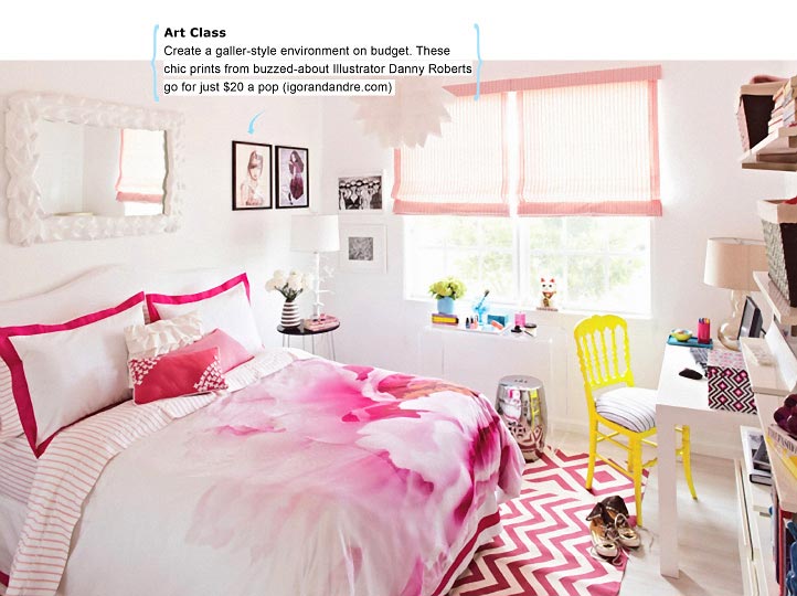 Teen Vogue make over Danny Roberts art on the walls of Teen Vogue Room Make over with Pc Pennies