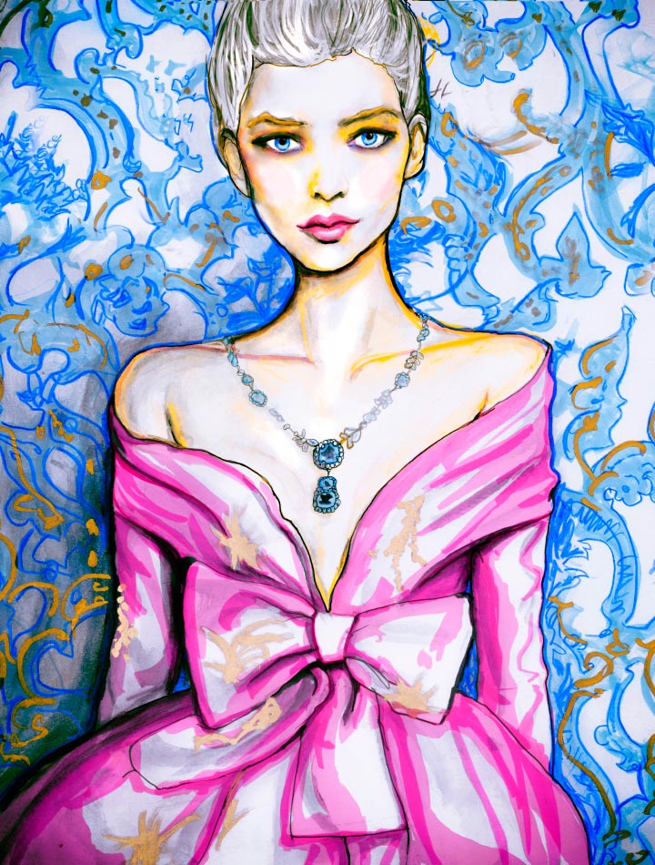 Christian Dior Haute Couture Spring 2011 Artist Danny Roberts of Igor and andre Mix media painting of john galliano Christian Dior Haute Couture Spring 2011