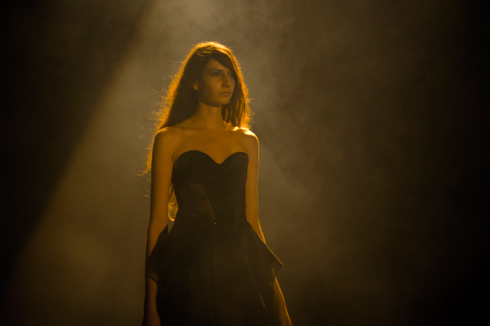 Through the Mist A Degree Fahrenheit Spring 2012 A Model walking through fog on the catwalk of A Degree Fahrenheit Spring 2012 Collection in Tokyo Fashion Week