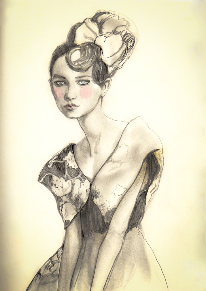 big bow big collar Artist Danny Roberts Studdy Sketch of a girl with a big Bow