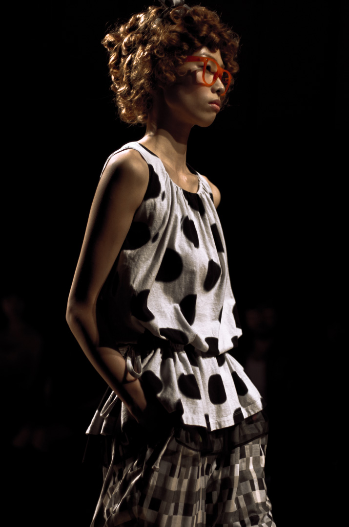 Everlasting Sprout Spring 2012 Photo by Fashion Artist Danny Roberts of a model wearing polka dots walking the runway at the Everlasting Sprout show for Tokyo Fashion Week Spring 2012 Everlasting Sprout Spring 2012