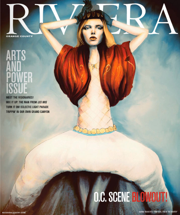 Riviera Modern Luxury Artist Danny Roberts painting on the cover Modern Luxury orange county Riviera Magazine