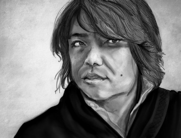 Satoru Sugimoto Artist Danny Roberts Black and white portrait of Satoru Sugimoto