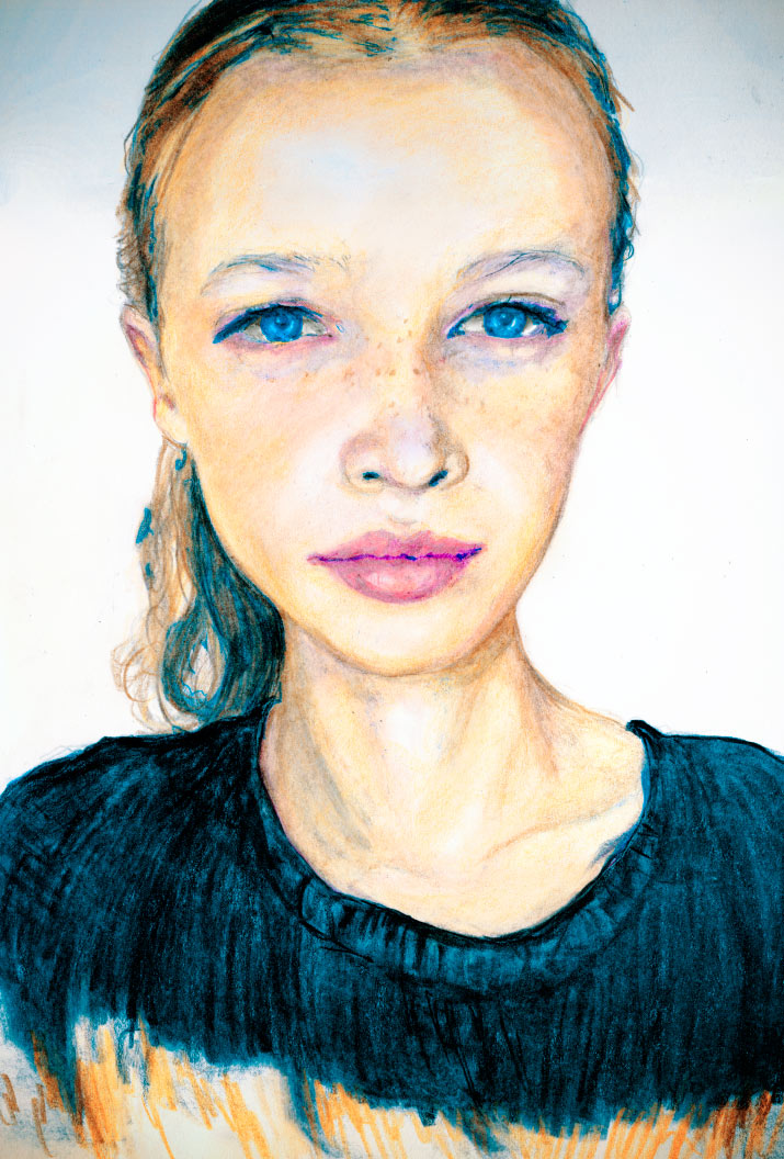 Anna Lund Sorensen Artist Danny Roberts portrait of IMG Models Developement new face model from Denmark Anna Lund Sorensen