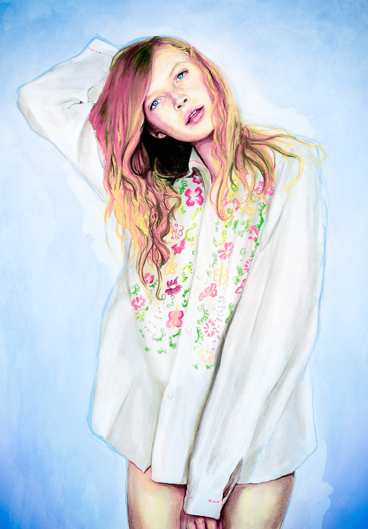 Anna Lund Sorensen Artist Danny Roberts Painting drawing of IMG Model Anna Lund Sorensen