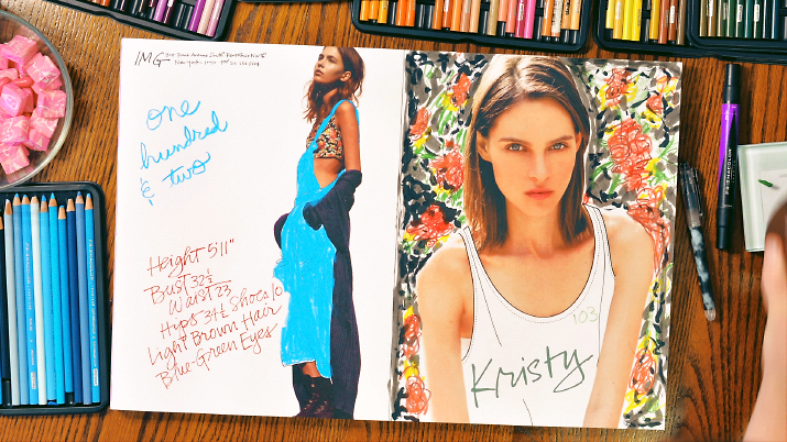 Vilma and Kristy A still from Artist Danny Roberts video of IMG models spring 2013 of Kristy and Vilma