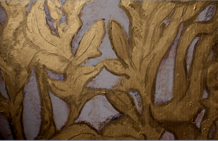 Dress Details Photographer Danny Roberts Picture of the gold foil lace on his painting for Tiffany and company in Soho.