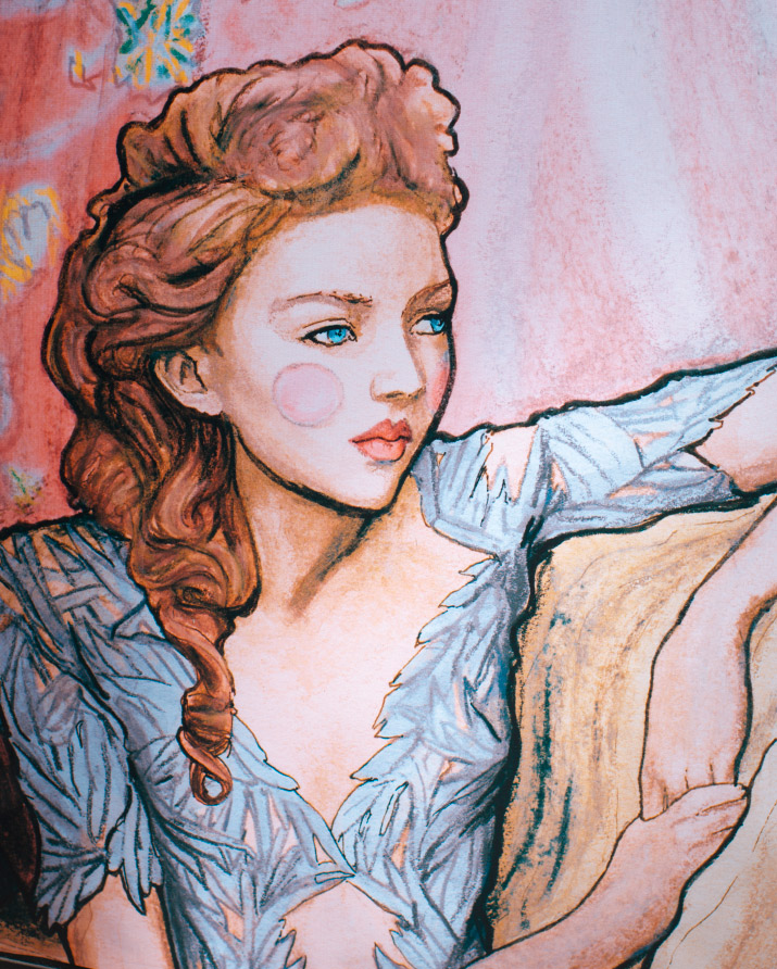 Inspired by Model Lily Cole and Marchesa Photographer Danny Roberts Picture of his painting inspired by fashion Model Lily Cole in Marchesa for Tiffany and company in Soho.
