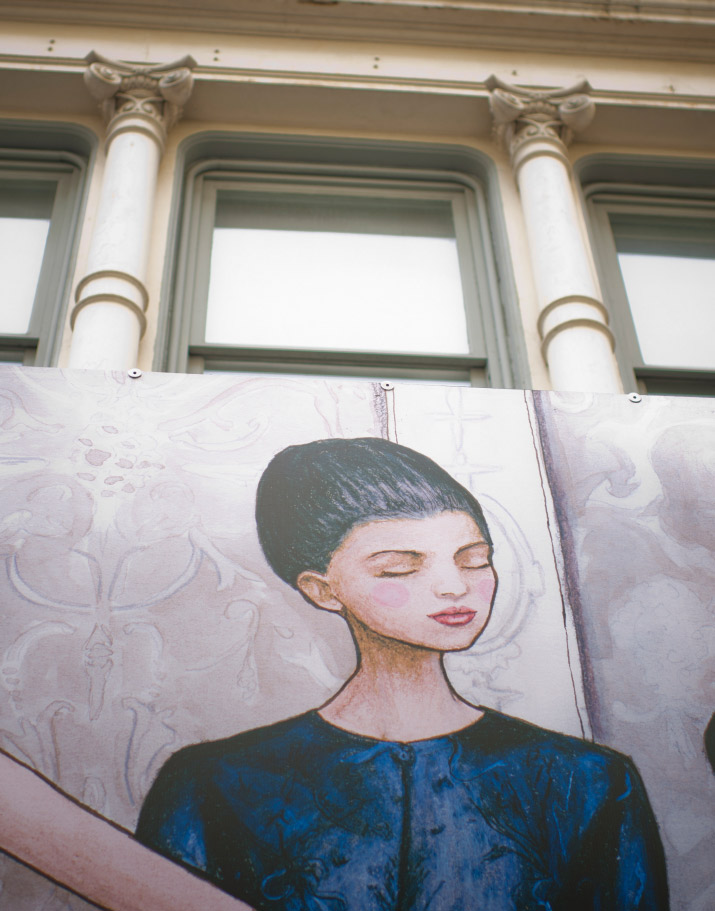 Inspired by Valentino fall 2012 Couture collection Fashion Artist & Photographer Danny Roberts photo of his mural for Tiffany and company in Soho of a models in Valentino fall 2012 Couture collection