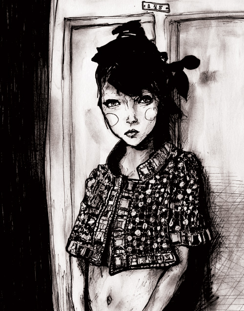 model lily cole in artist Danny Roberts Character Sketchbook 145 volume 2 black and white drawing
