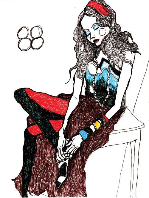 Pen sketch Excerpts for Danny Roberts' Lily Cole and Gemma Ward character sketch book