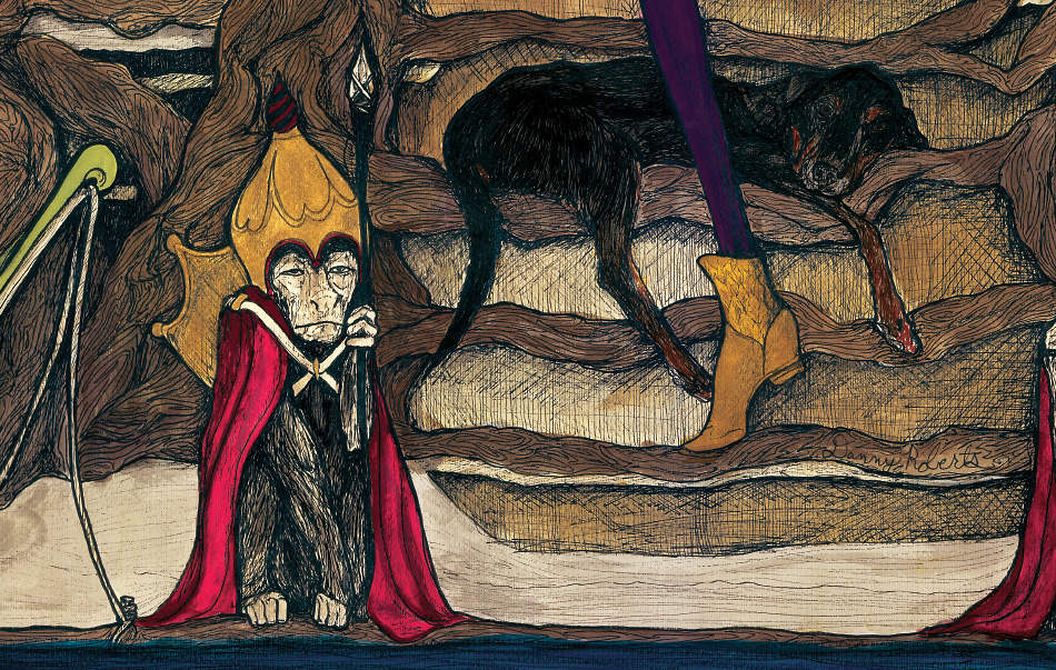 This is a drawing and painting that danny roberts did for igor + andré's the Camille in the underground forest