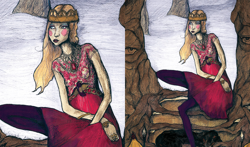 This is a drawing and painting that danny roberts did for igor + andré's the Camille in the underground forest