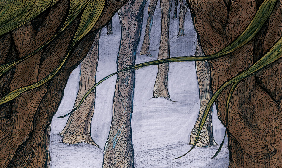 This is a drawing and painting that danny roberts did for igor + andré's the Camille in the underground forest