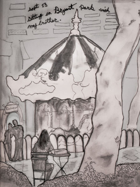 Danny roberts Sketch in Bryant Park out side the tents at New York Fashion Week 2009