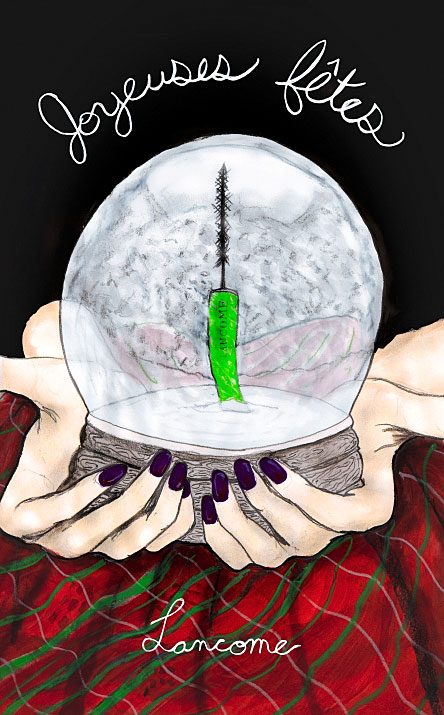 Danny Roberts Painting of a snow globe for a Lancome Joyeuses Fetes