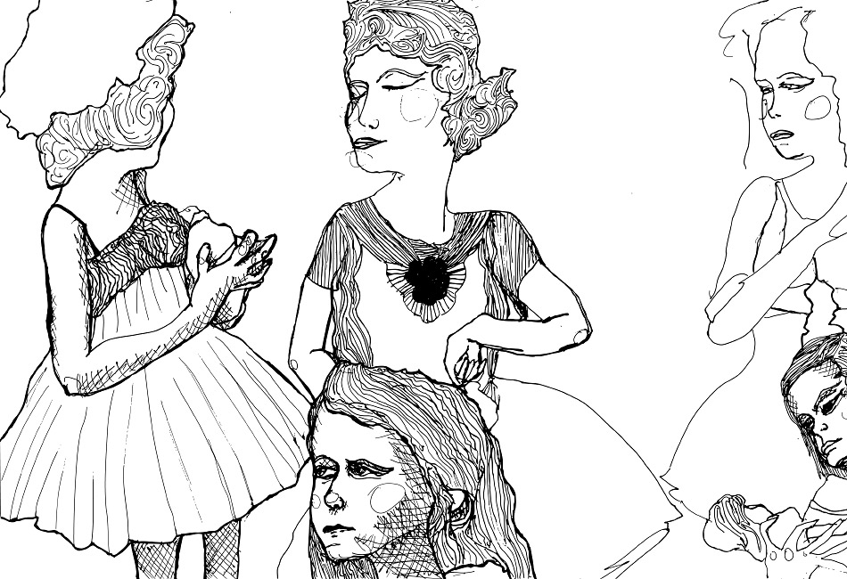 This illustration is a drawing danny roberts did in one of his sketch books of little ballerina girls
