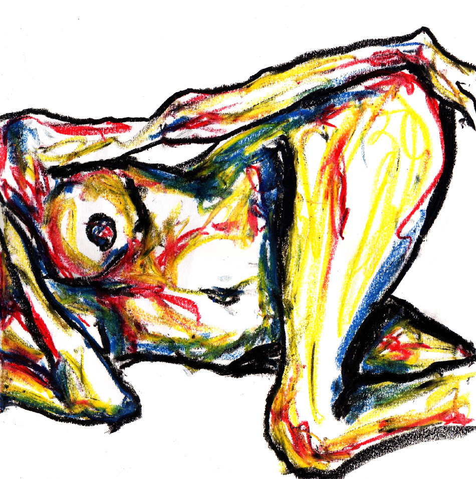 Artist danny roberts oil pastel figure drawing nude sketch