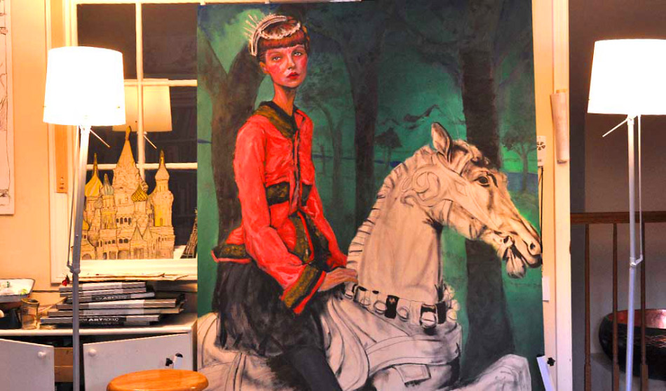 This is day 4 of Danny Roberts 5th oil painting. The art is 5ft by 4.5ft