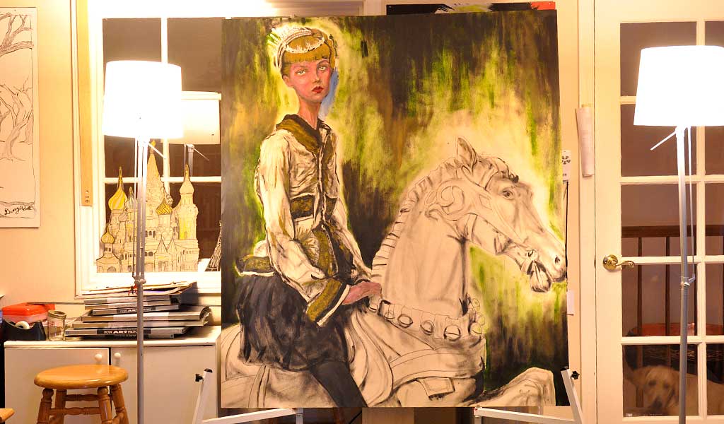 Artist Danny Roberts 5th oil painting this is the underpainting.