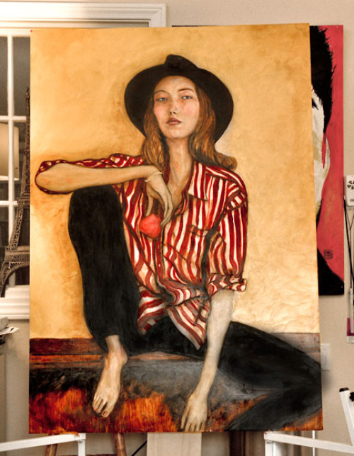 This is an update picture of Artist Danny Roberts Oil Painting of Sophie Ward