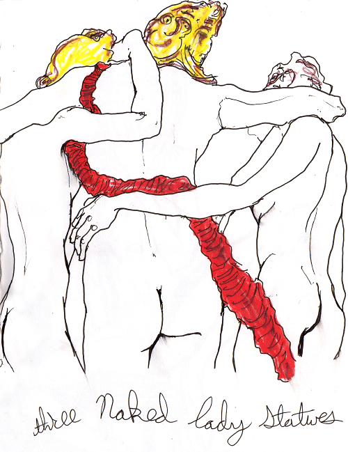 Artist danny roberts figure drawing from Danny Roberts Book of Nudes. It is of three naked statues.