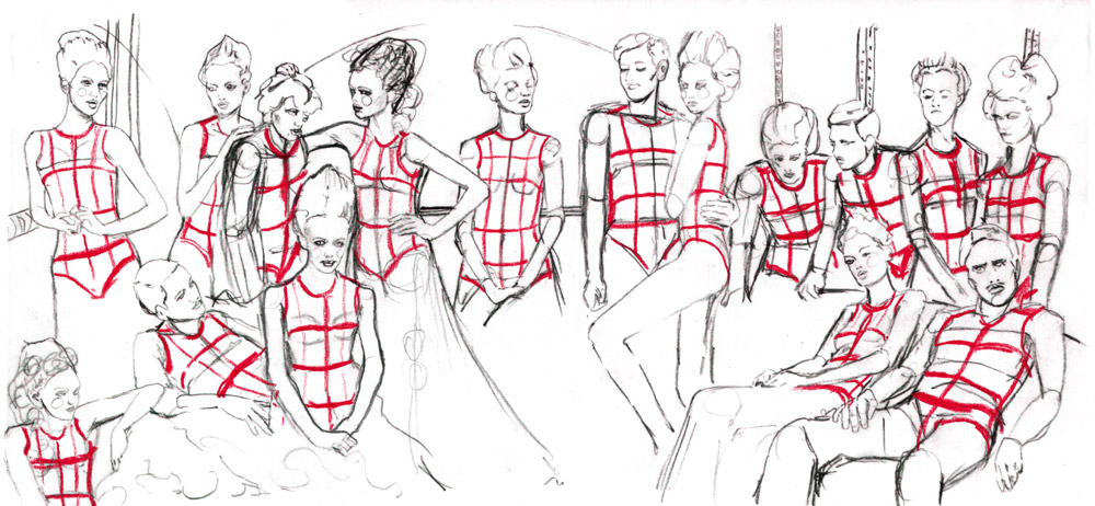 Skillshare Class Artist Danny roberts Concept sketch of tiffany and company mural for his skill share class