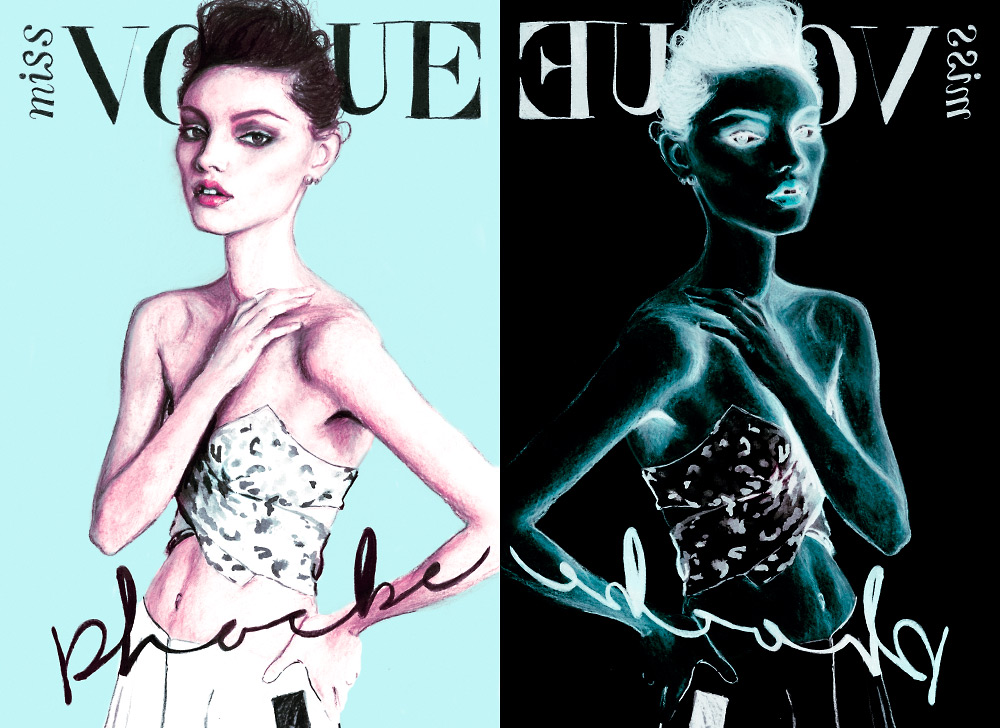 Phoebe Tonkins Miss Vogue Australia Artist Danny Roberts reinterpreted Magazine Cover of phoebe tonkins on miss vogue Australia 12th June 2013