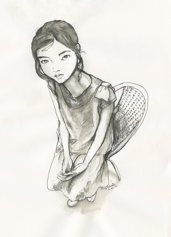 Jung Hye Won Sketch Artist Danny Roberts Pen and Coffee sketch of Korean ulzzang model jung hye won, ahyiseukeurimsong