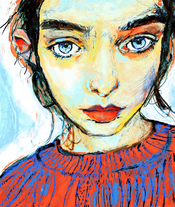 Laura Ogrady by Danny Roberts Artist Danny Roberts Mixed media portrait of Irish Fashion Model Laura Ogrady of Supreme Management and select model Management , mediums scratchboard, water soluble cran