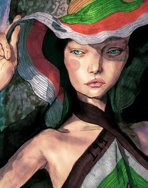 This is a portrait of Gemma Ward, from Danny Roberts Lily Cole and Gemma Ward character sketchbook