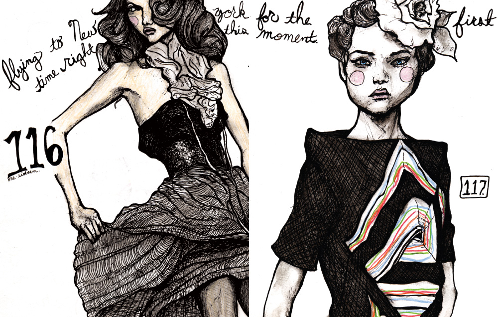 Danny ROberts Fashion Illustration Character Sketchbook Drawing of Gemma Ward