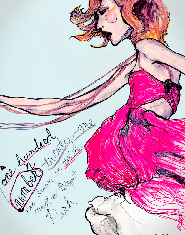 Danny Roberts Drawing Drawing of Gemma Ward from his character sketchbook while he was at New York fashion week in 2007