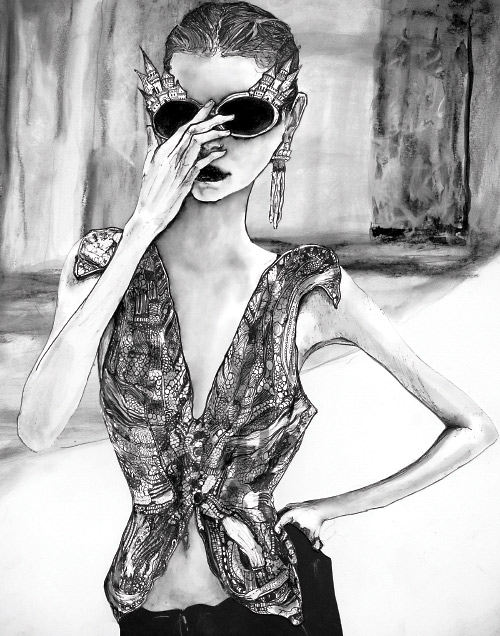 A Drawing Danny Roberts did for Sophie Ward of her sister Gemma Ward.