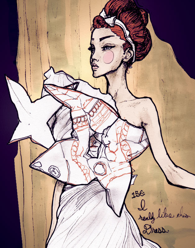 This Sketch of Lily Cole in Christian Dior Collection is From Fashion Artist Danny Roberts